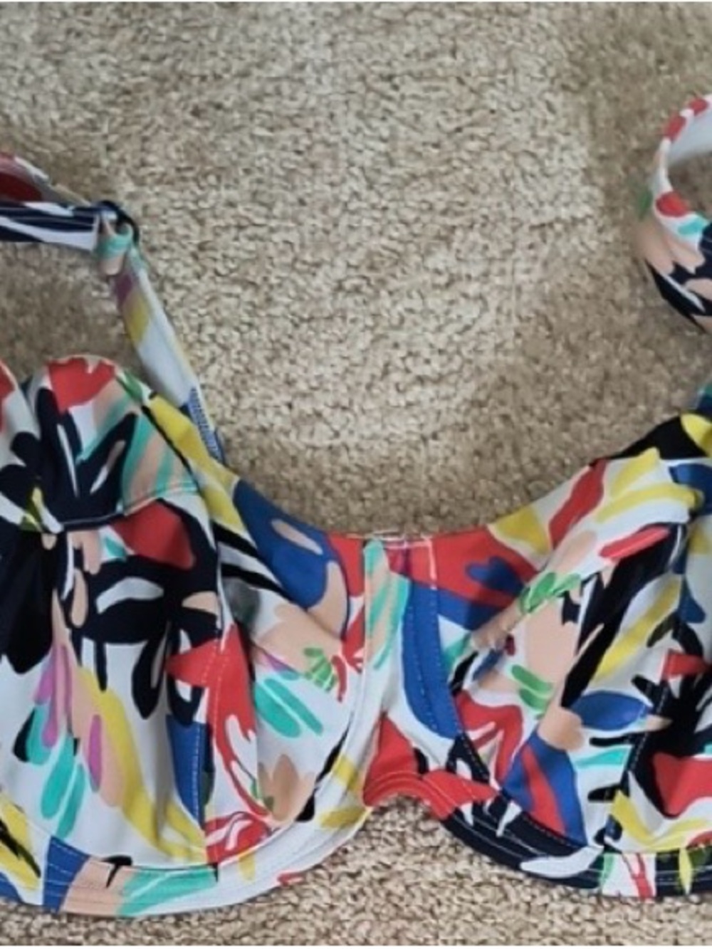 Panache Multicolor Abstract Floral Swim Top - Red Blue Yellow Black